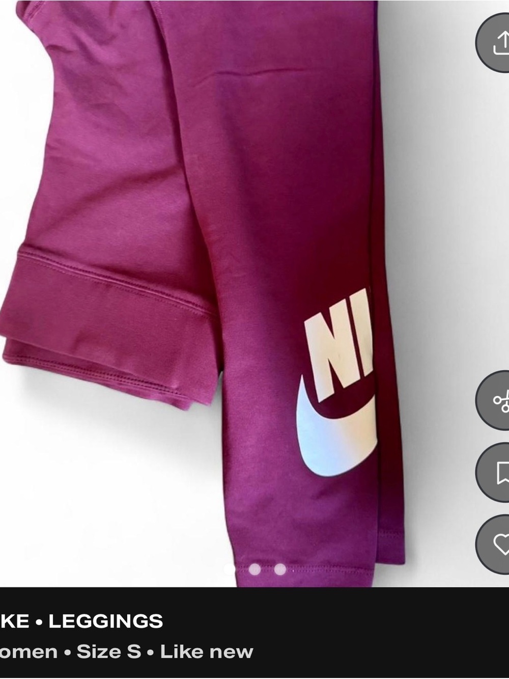 Nike Girls Magenta Leggings with Iridescent Swoosh
